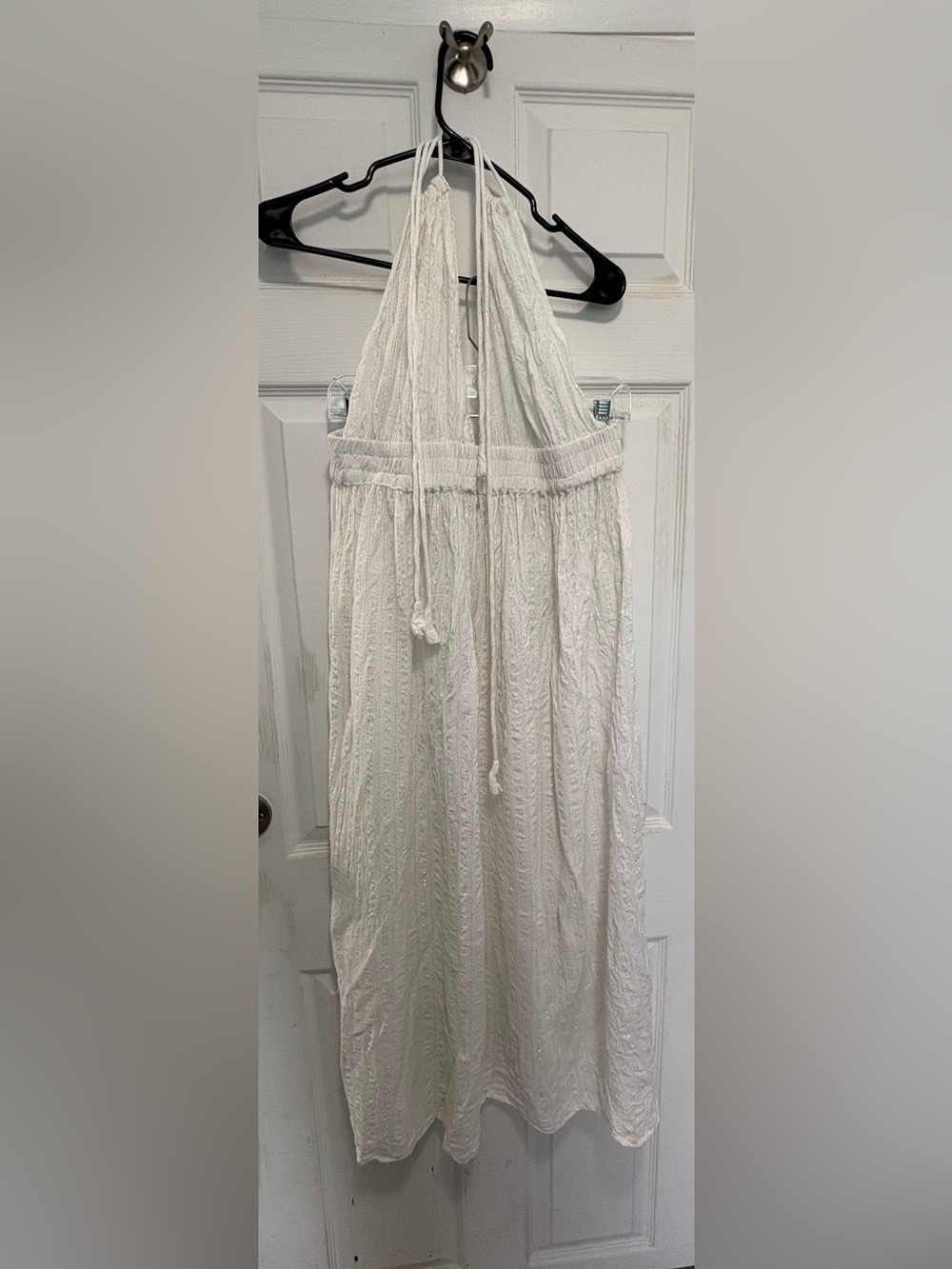 Backless White Halter Maxi Dress